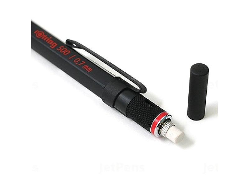 Rotring 500 Mechanical Pencil | 0.7 mm HB lead | Black hexagonal plastic barrel and non-slip textured metal grip