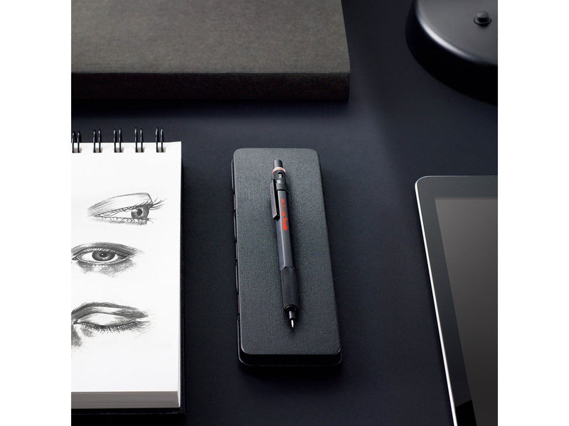 Rotring 500 Mechanical Pencil | 0.7 mm HB lead | Black hexagonal plastic barrel and non-slip textured metal grip