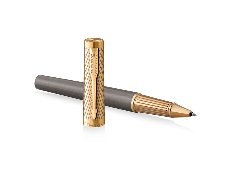Parker Ingenuity  Pioneers Collection Rollerball Pen | Grey Lacquer with Gold Cap & Trims | Fine Point | Black Ink  | Gift Box