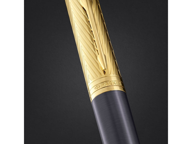 Parker Ingenuity  Pioneers Collection Rollerball Pen | Grey Lacquer with Gold Cap & Trims | Fine Point | Black Ink  | Gift Box