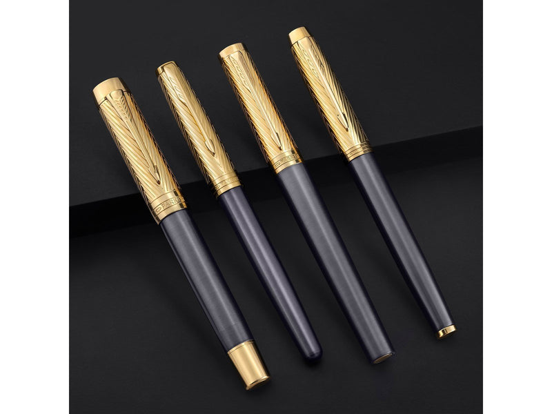 Parker Ingenuity  Pioneers Collection Rollerball Pen | Grey Lacquer with Gold Cap & Trims | Fine Point | Black Ink  | Gift Box