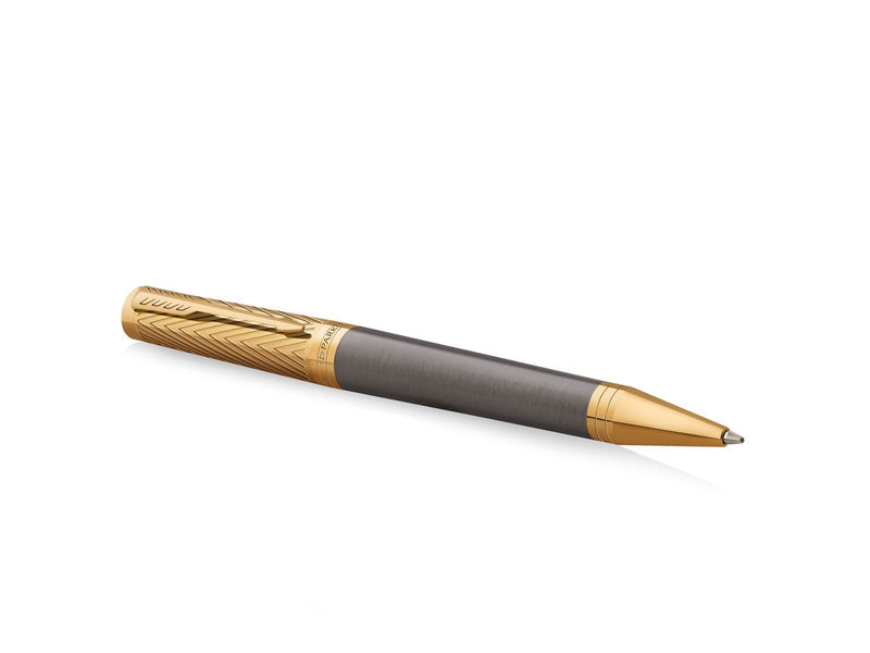 Parker Ingenuity  Pioneers Collection Ballpoint Pen | Grey Lacquer with Gold Cap & Trims | Medium Point | Black Ink  | Gift Box