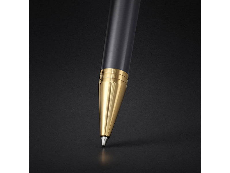 Parker Ingenuity  Pioneers Collection Ballpoint Pen | Grey Lacquer with Gold Cap & Trims | Medium Point | Black Ink  | Gift Box
