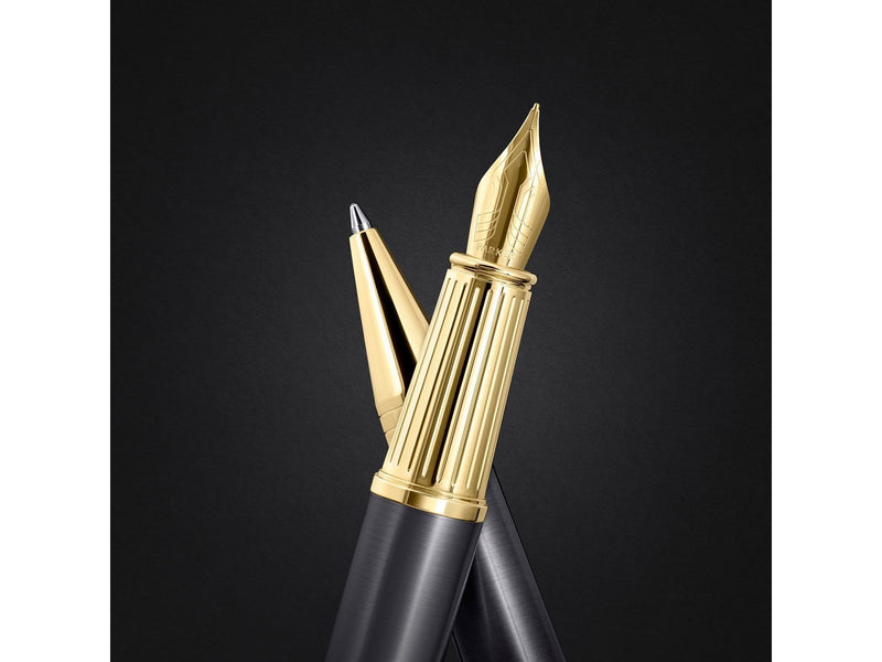 Parker Ingenuity  Pioneers Collection Ballpoint Pen | Grey Lacquer with Gold Cap & Trims | Medium Point | Black Ink  | Gift Box