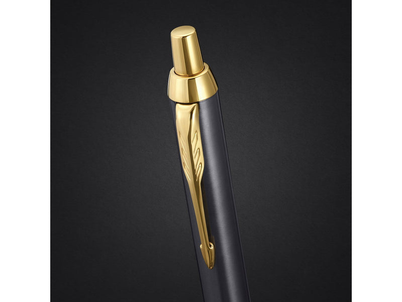 Parker IM  Pioneers Collection Ballpoint Pen | Grey Lacquer with Gold Cap & Trims | Medium Point | Blue Ink | Gift Box