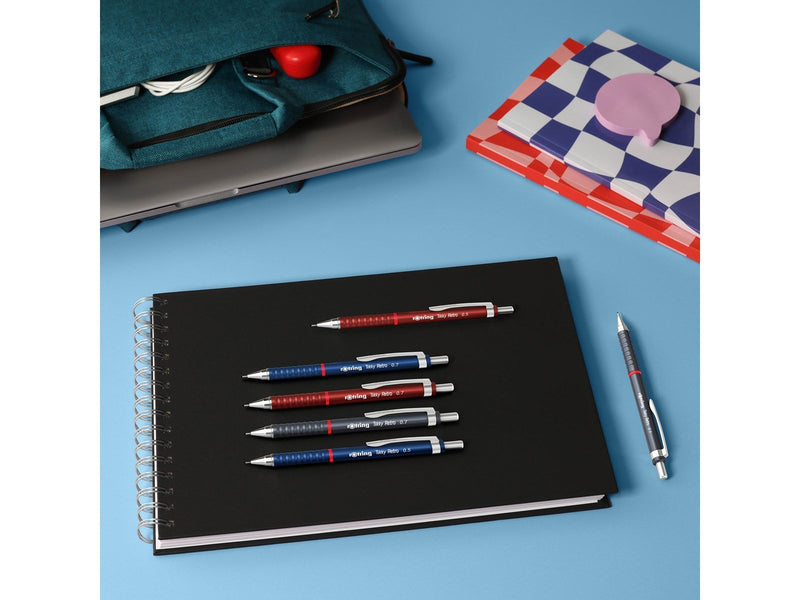 Rotring Tikky Retro Mechanical Pencils | 2B 0.5 mm | Grey Barrels | with Comfort Rippled Grip | 12 Count