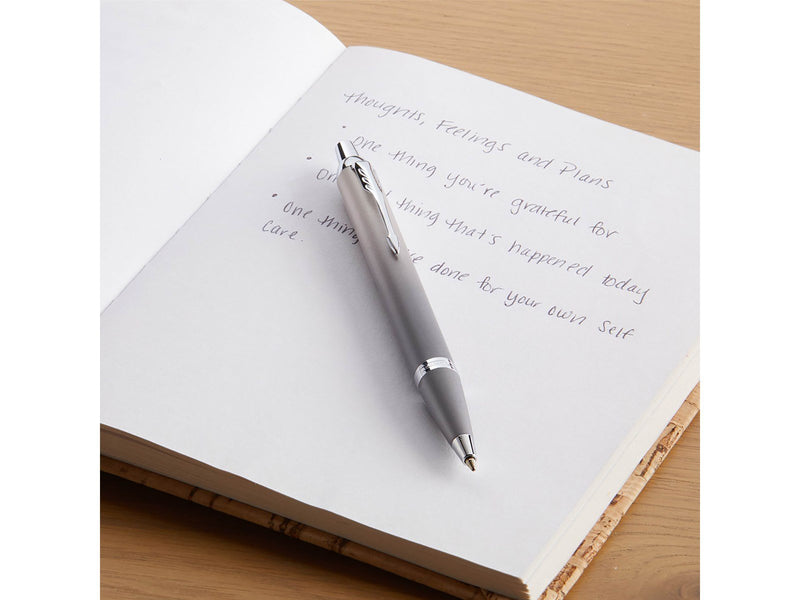 Parker IM Writing Rituals | Ballpoint Pen | Grey Finish with Gradient | Chrome Trims | Medium Point | Blue Ink | Gift Box