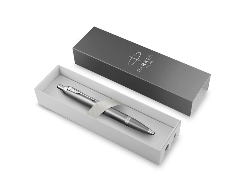 Parker IM Writing Rituals | Ballpoint Pen | Grey Finish with Gradient | Chrome Trims | Medium Point | Blue Ink | Gift Box