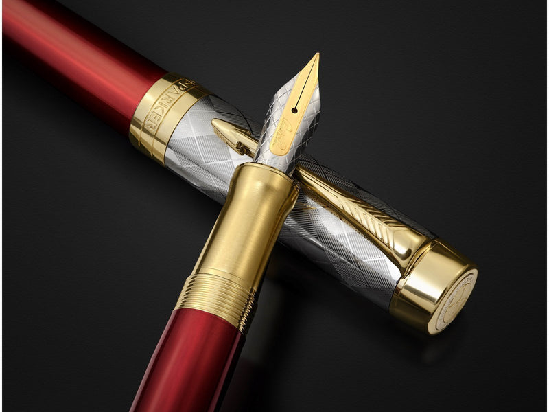 Parker | Arnold Palmer Signature Edition Fountain Pen Red Lacquer with Gold Cap & Trims Fine Solid Gold Nib Black Ink and Conver