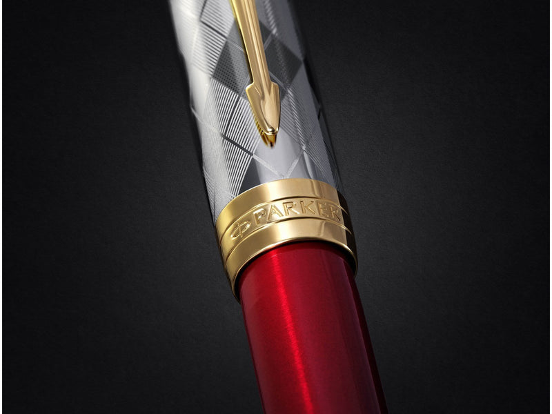 Parker | Arnold Palmer Signature Edition Fountain Pen Red Lacquer with Gold Cap & Trims Fine Solid Gold Nib Black Ink and Conver