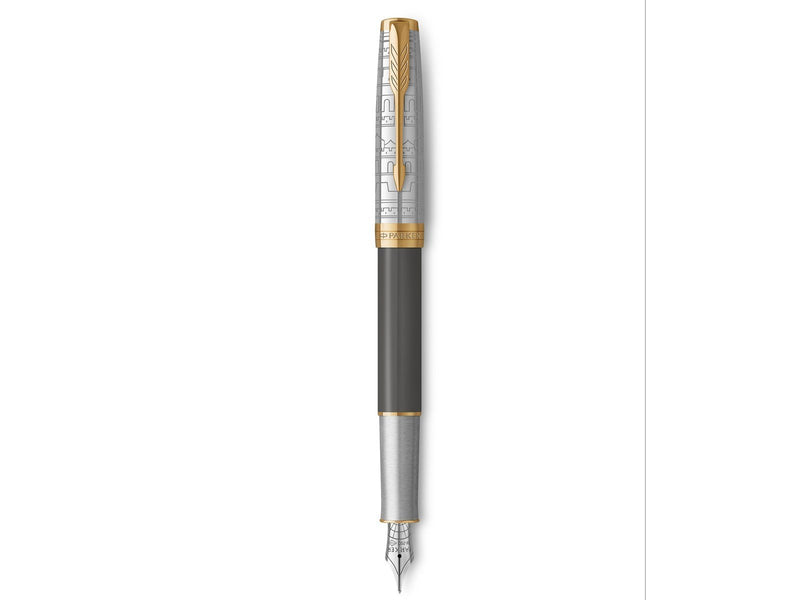 Parker Sonnet Intrerpid Journeys Collection Fountain Pen Ancient China Edition Grey Lacquer with Solid Silver Cap & Gold Trims F
