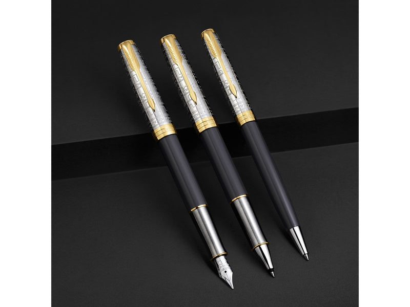 Parker Sonnet Intrerpid Journeys Collection Fountain Pen Ancient China Edition Grey Lacquer with Solid Silver Cap & Gold Trims M