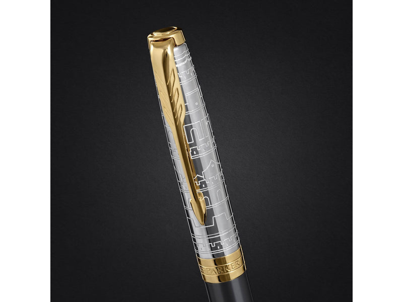 Parker Sonnet Intrerpid Journeys Collection Ballpoint Pen Ancient China Edition Grey Lacquer with Solid Silver Cap & Gold Trims