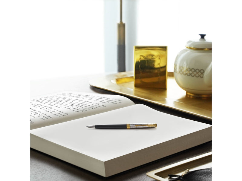 Parker Sonnet Intrerpid Journeys Collection Ballpoint Pen Ancient China Edition Grey Lacquer with Solid Silver Cap & Gold Trims