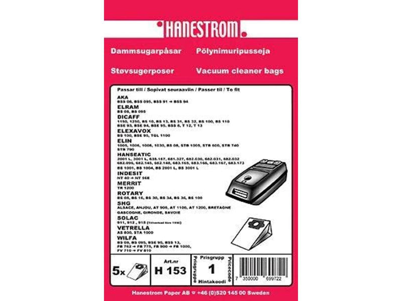 hanestroem Vacuum Cleaner Bags - 5 Pack