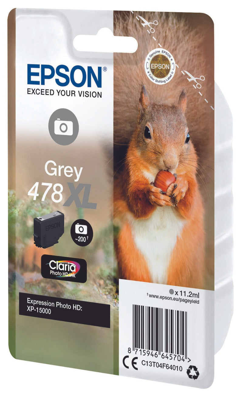 Epson Original 478XL Eichhörnchen Druckerpatrone grau 10,2ml (C13T04F64010)