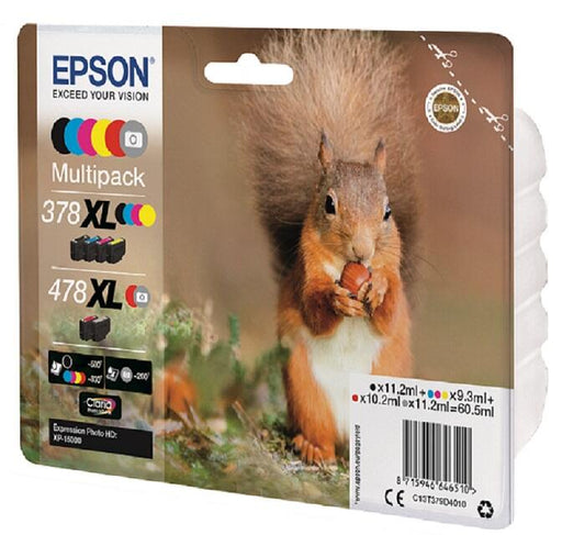 Epson Original 478XL Eichhörnchen Druckerpatronen 6er MultiPack BK/C/M/Y/G/R (C13T379D4010) 4.020 Seiten 60,5 ml
