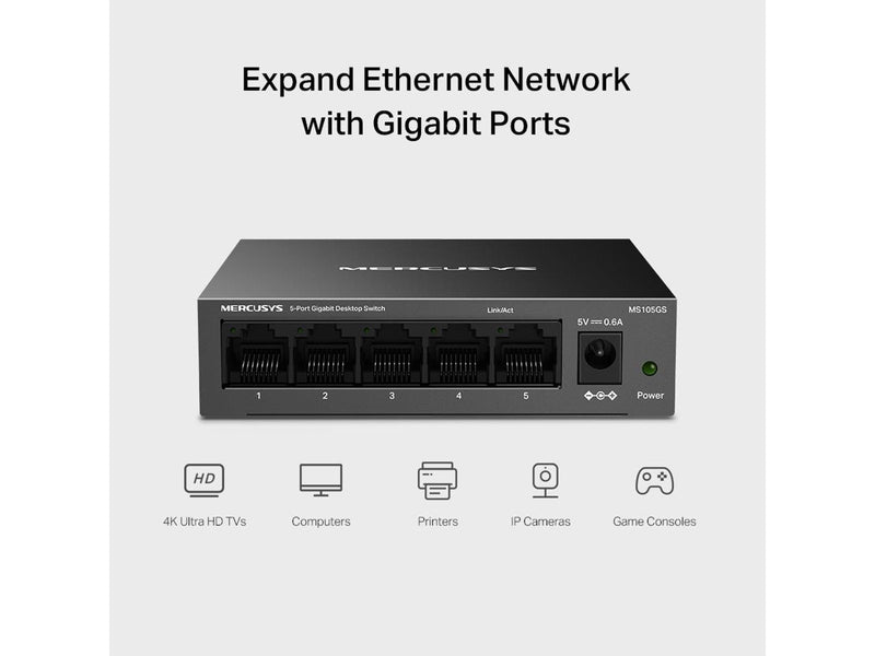MERCUSYS MS105GS 5-Port Gigabit Desktop Switch
