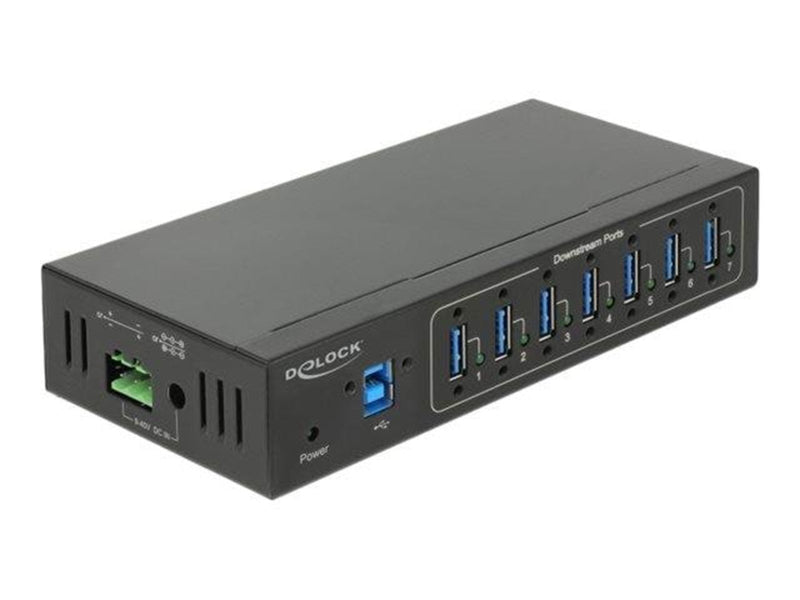 DeLOCK External Industry Hub 7 x USB 3.0 Type-A with 15 kV ESD protection USB-Hubs - USB 3.2 - 7 - Schwarz