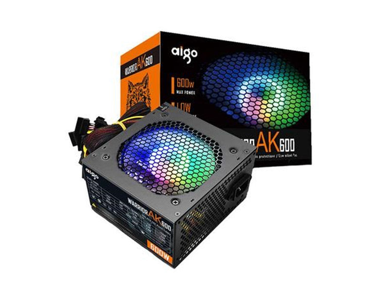 Aigo AK600 RGB Power Supply Netzteile - 600 Watt - 120 mm - ATX 2.4 - 80 Plus