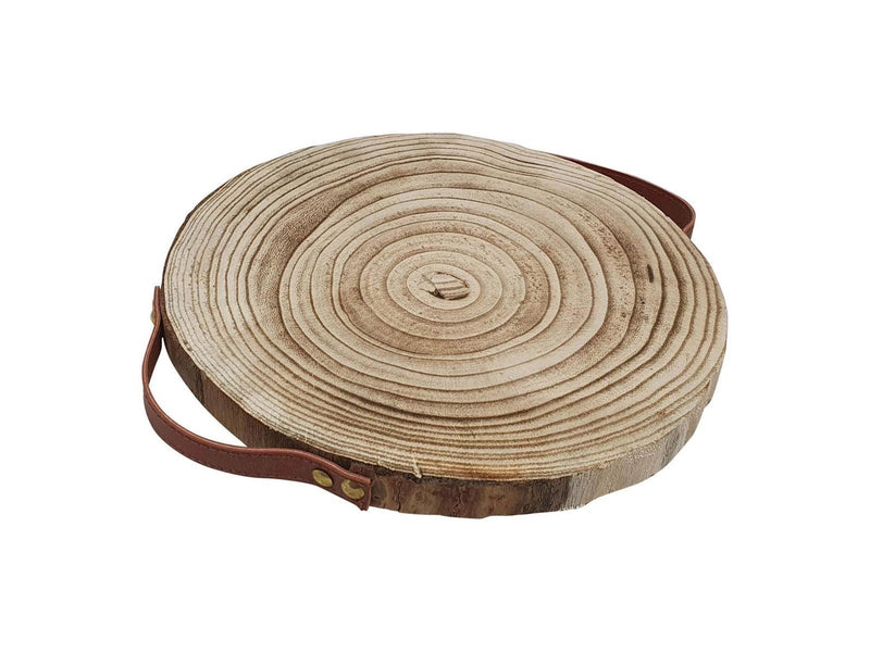 Playwood - Decoration Tree Disc Paulownia Wood with Leather Handles
