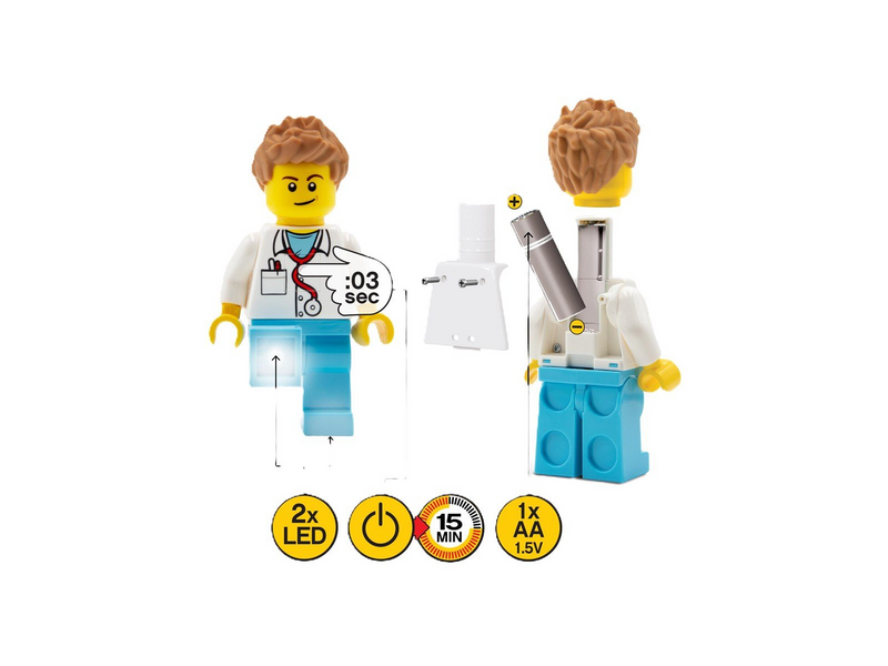 Euromic LEGO® ICONIC torch with LED light MALE DOCTOR 300%