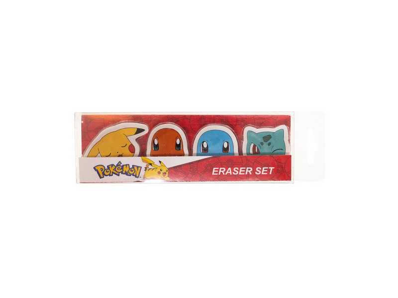 Euromic POKÉMON 4-pack erasers - 4 shaped erasers packed in acetate box with eurohole (size of box 5.2 x 16 cm)