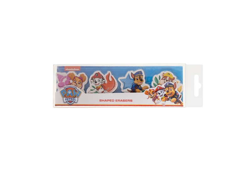 Euromic 4-pack erasers - 4 shaped erasers packed in acetate box with eurohole (size of box 5.2 x 16 cm)