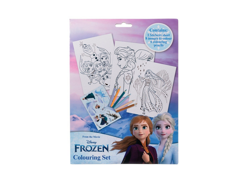Euromic Colouring set with colouring sheets and 6 pre-sharpened colouring pencils packed in polybag with header card