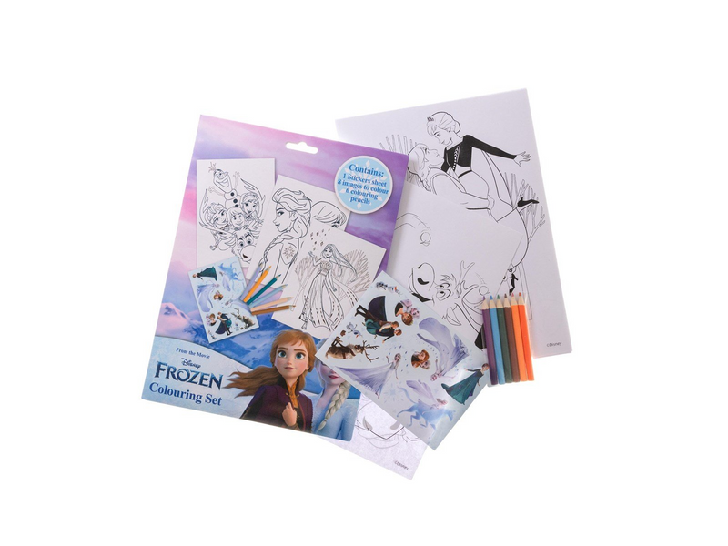 Euromic Colouring set with colouring sheets and 6 pre-sharpened colouring pencils packed in polybag with header card