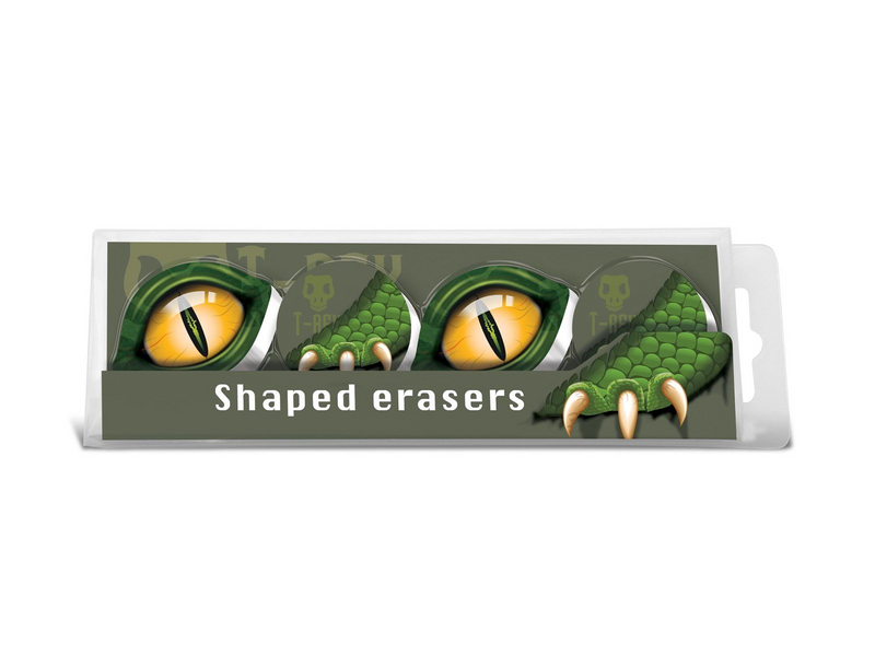 Euromic DINO T-REX 4 shaped erasers in acetate box