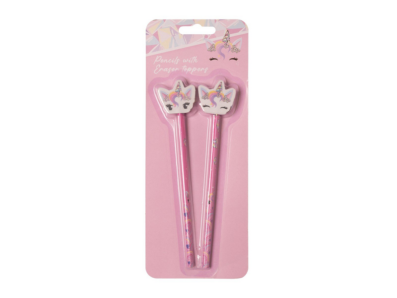 Euromic UNICORN GEMS 2-pack pencils w/eraser toppers