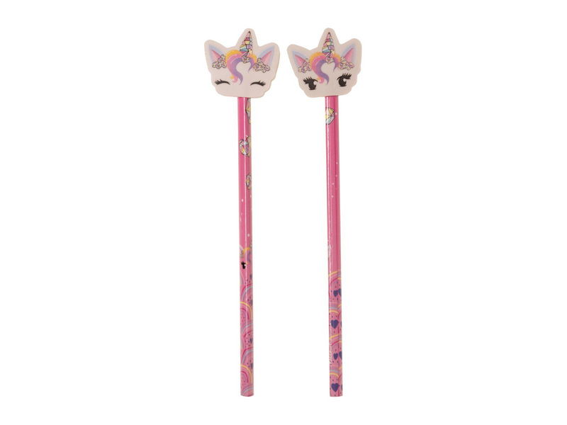 Euromic UNICORN GEMS 2-pack pencils w/eraser toppers