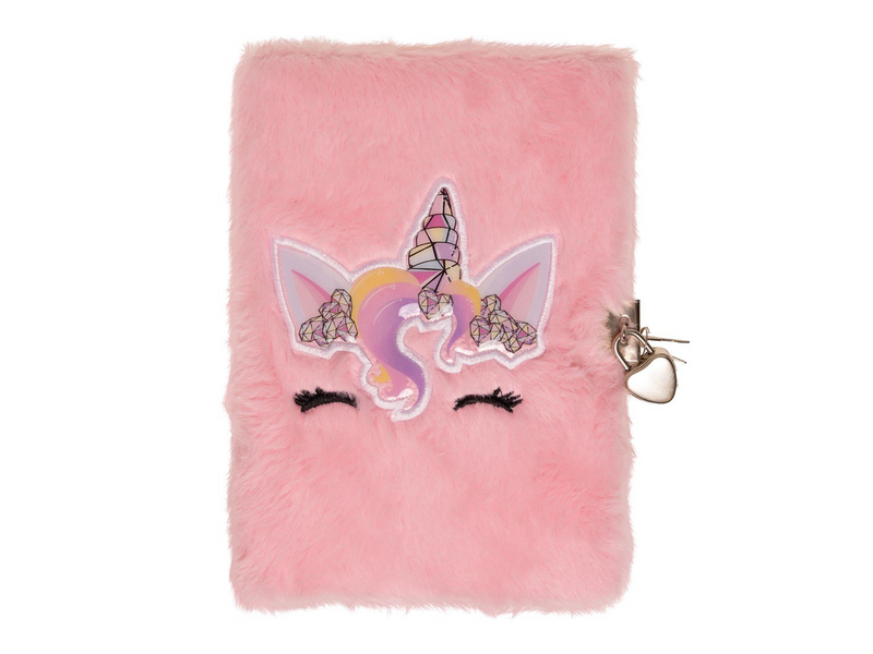 Euromic UNICORN GEMS Diary w/lock PLUSH cover w/topcard