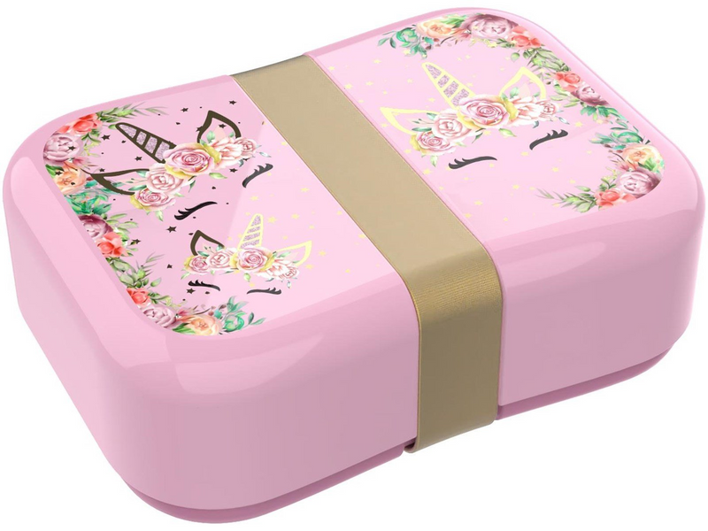 Euromic UNICORN FLOWERS lunch box w/strap 18 x 13 x 6 cm