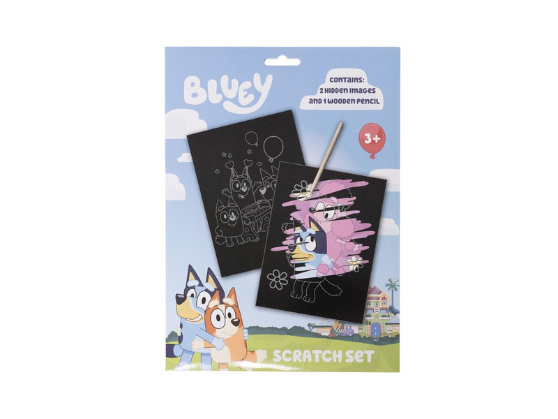 Euromic BLUEY Scratch set w/wooden pencil paper envelope