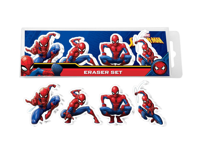 Euromic SPIDERMAN 4-pack erasers in box