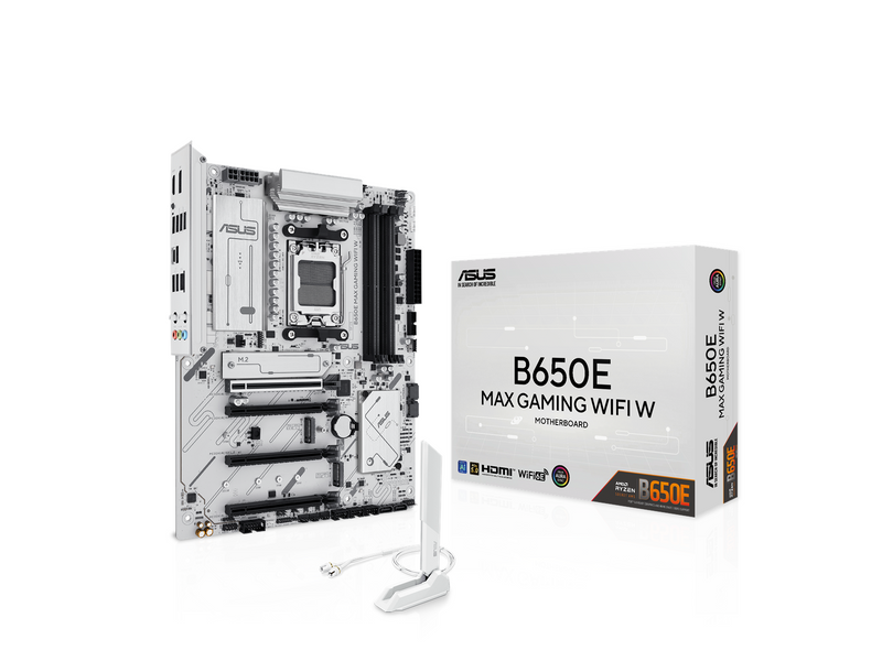 ASUS B650E MAX GAMING WIFI WHITE Mainboard - AMD B650 - AMD AM5 socket - DDR5 RAM - ATX