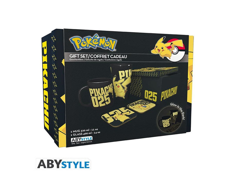 ABYstyle - POKEMON Gift Set Glass XXL+Mug+2 Coasters Glow in the dark - Geschenkset