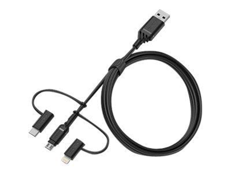 OtterBox 3in1 USBA-Micro/Lightning/USBC cable Black