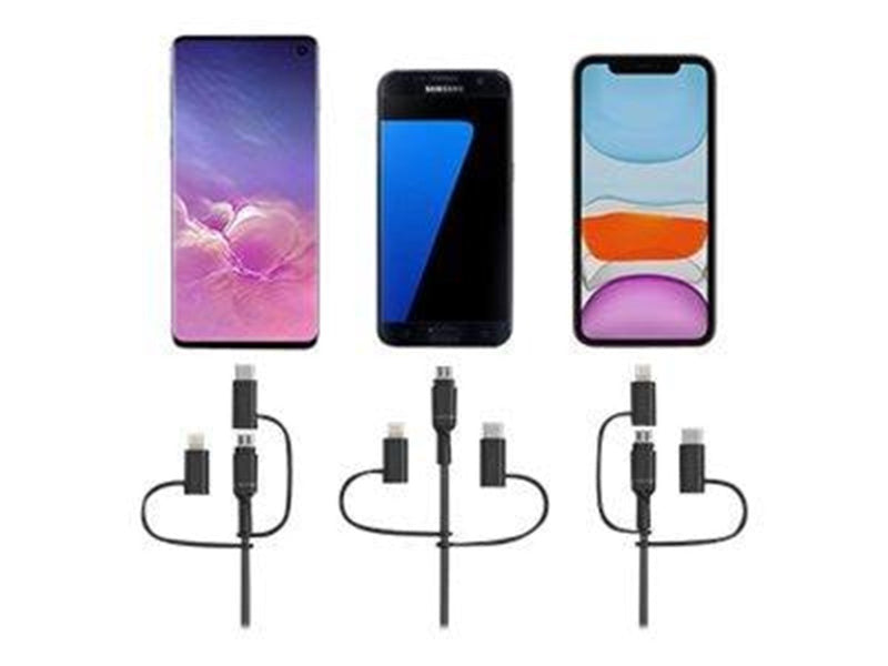 OtterBox 3in1 USBA-Micro/Lightning/USBC cable Black