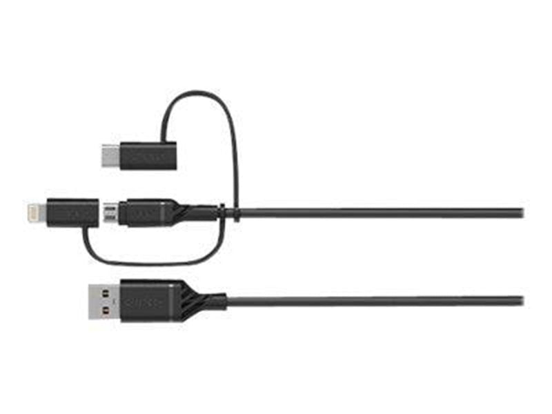 OtterBox 3in1 USBA-Micro/Lightning/USBC cable Black