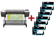 HP DesignJet T1700dr Großformatdrucker Plotter inkusive zusätzlichem HP Tintenset 730