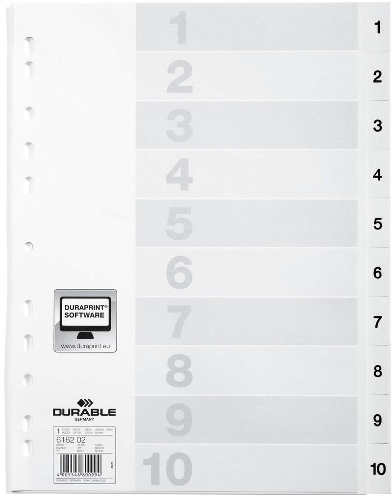 DURABLE Ordnerregister A4 nummeriert - 10-teilig - weiß