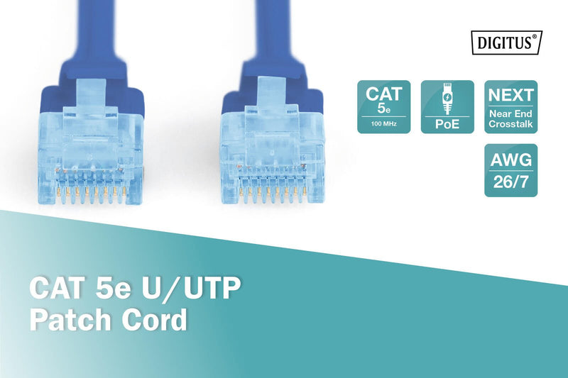 DIGITUS Patch-Kabel RJ-45 (M) zu RJ-45 (M) 0.5 m Kupfer U/UTP Cat 5e blau (DK-1511-005/B)