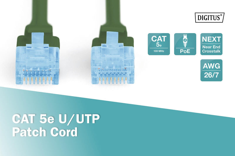 DIGITUS Patch-Kabel RJ-45 (M) zu RJ-45 (M) 1 m Kupfer U/UTP Cat 5e grün (DK-1511-010/G)