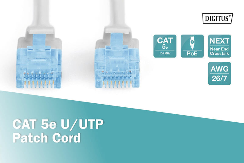 DIGITUS Patch-Kabel RJ-45 (M) zu RJ-45 (M) 15 m Kupfer U/UTP Cat 5e grau (DK-1511-150)
