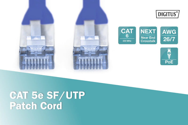 DIGITUS Patch-Kabel RJ-45 (M) zu RJ-45 (M) 0.5m Kupfer SF/UTP Cat 5e blau (DK-1531-005/B)