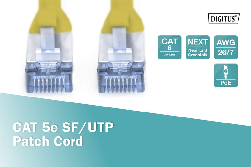 DIGITUS Patch-Kabel RJ-45 (M) zu RJ-45 (M) 1m Kupfer SF/UTP Cat 5e gelb (DK-1531-010/Y)
