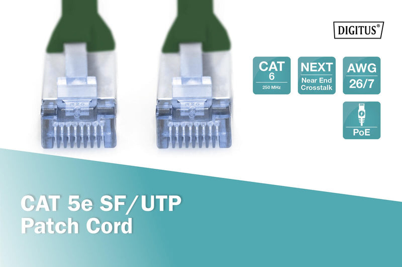 DIGITUS Patch-Kabel RJ-45 (M) zu RJ-45 (M) 5m Kupfer SF/UTP Cat 5e grün (DK-1531-050/G)